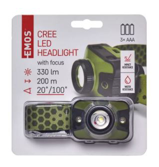 Лiхтар LED EMOS P3539 3W 330Lm 3хAAА, налоб.пласт.